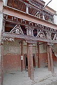 Ladakh - Alchi monastery, the carved wooden faade of the Sumtsek